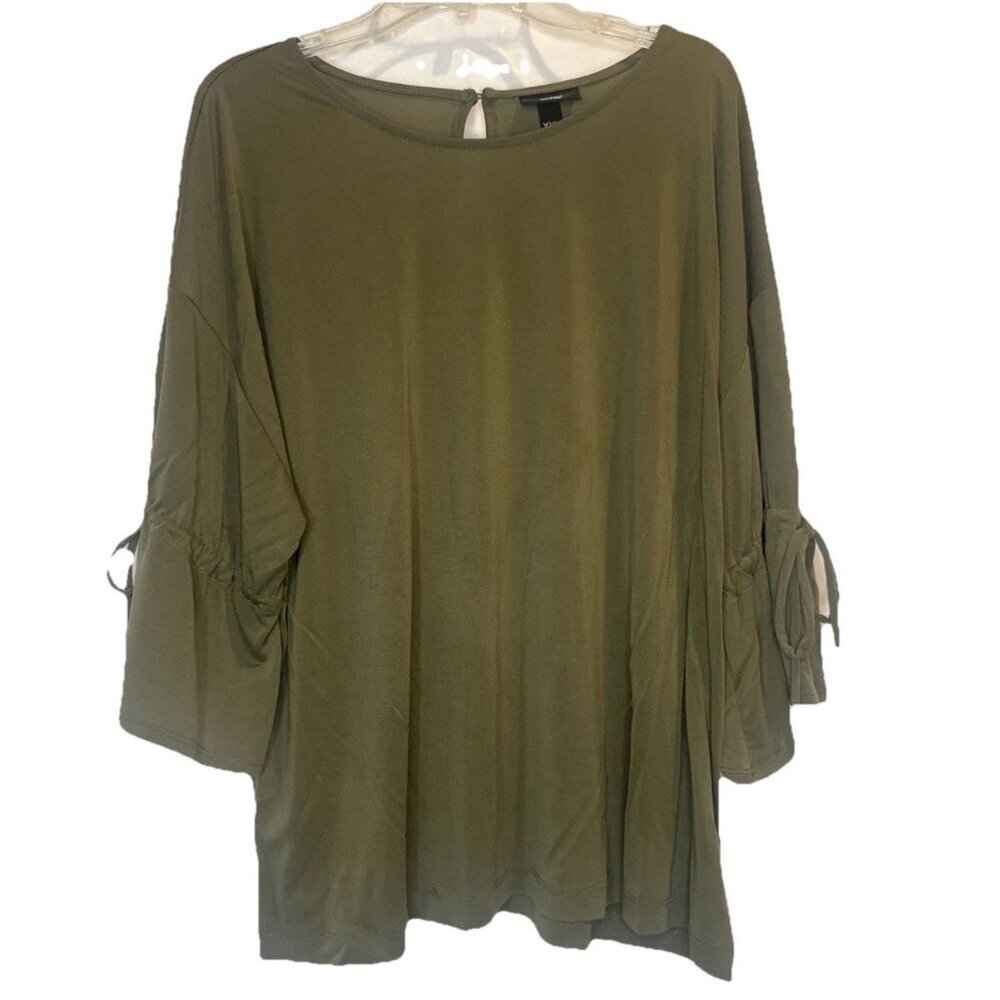 Mossimo Women’s Army Green Crew Neck 3/4 Tie Sleeve Blouse Top Sz XXL 2XL NEW